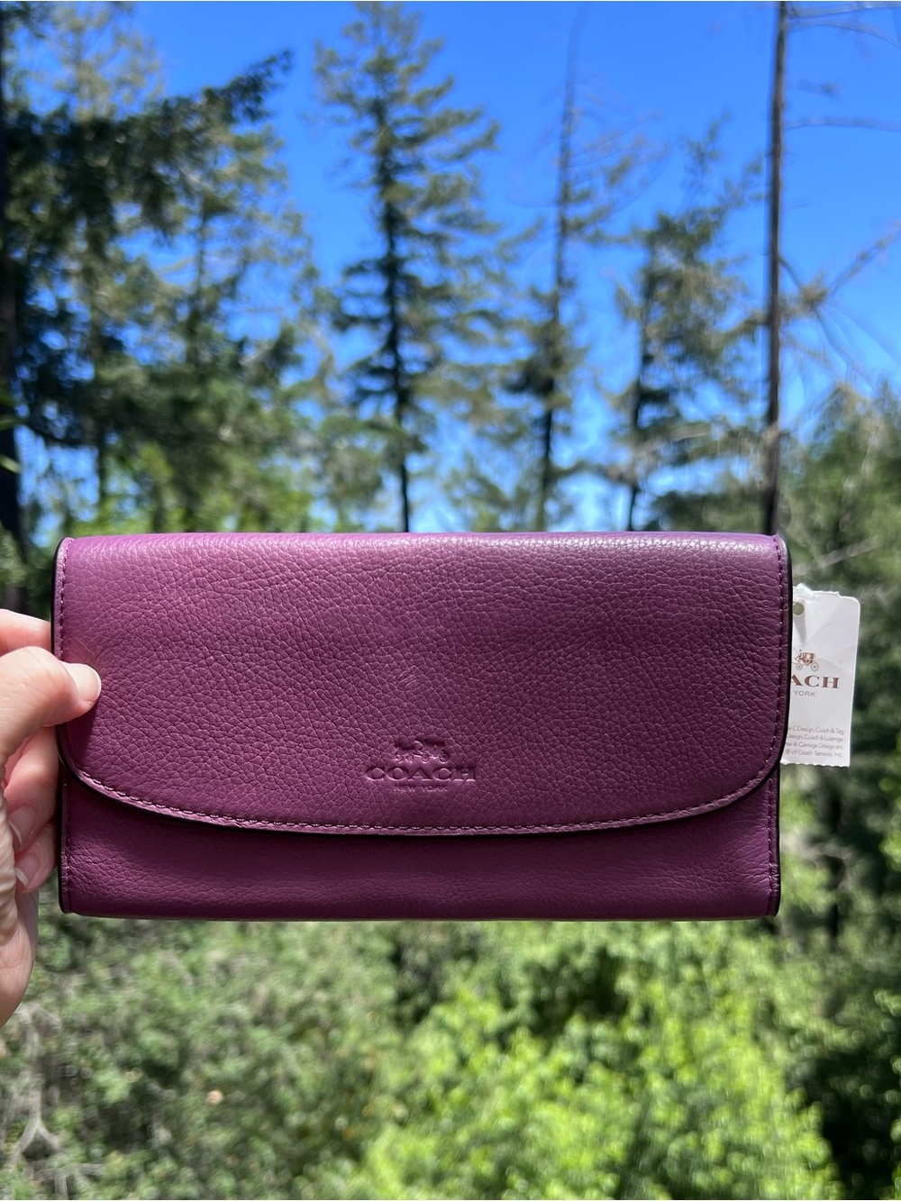COACH Vintage Women's Purple Leather Trifold Wallet AUTHENTIC